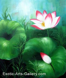 Chinese lotus flower Painting, Feng Shui Painting
