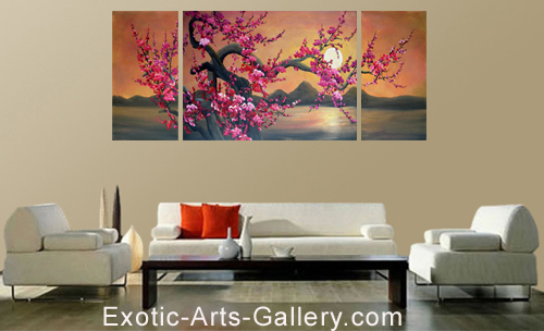Japanese Cherry Blossom Painting Abstract Art on canvas  