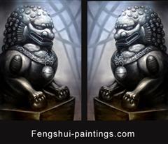 A A Fu Dogs Painting, Foo Dogs Painting, Feng Shui Painting