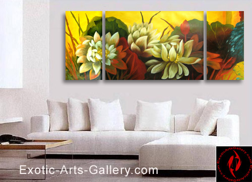 Lotus Flower Modern Abstract Oil Painting on Canvas Art  
